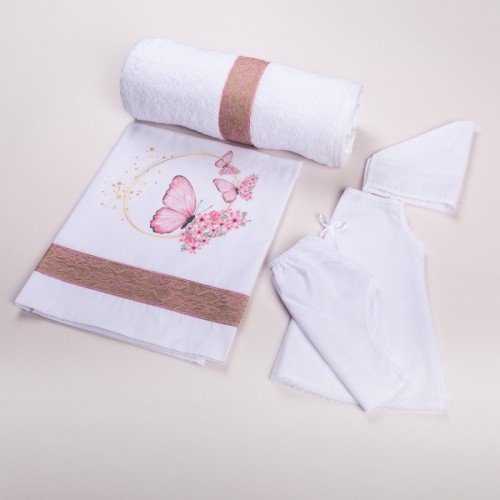 Σετ Λαδόπανα Βάπτισης για Κορίτσι Πεταλούδα – Λευκό/Ροζ (6τμχ) nvl285 Σετ Λαδόπανα Βάπτισης για Κορίτσι Πεταλούδα – Λευκό/Ροζ (6τμχ) nvl285