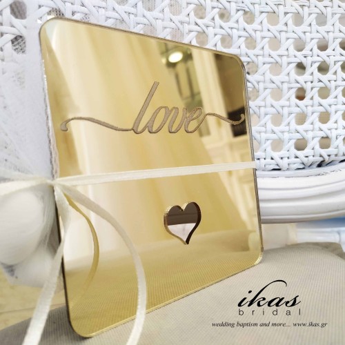 Μπομπονιέρα πλακέτα χρυσή love mpg045 Μπομπονιέρα πλακέτα χρυσή love mpg045